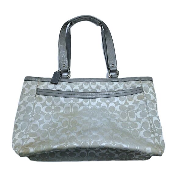 Coach Penelope Signature Jacquard Shoulder Bag Gray Silver F14694 Purse Handbag - Picture 8 of 13